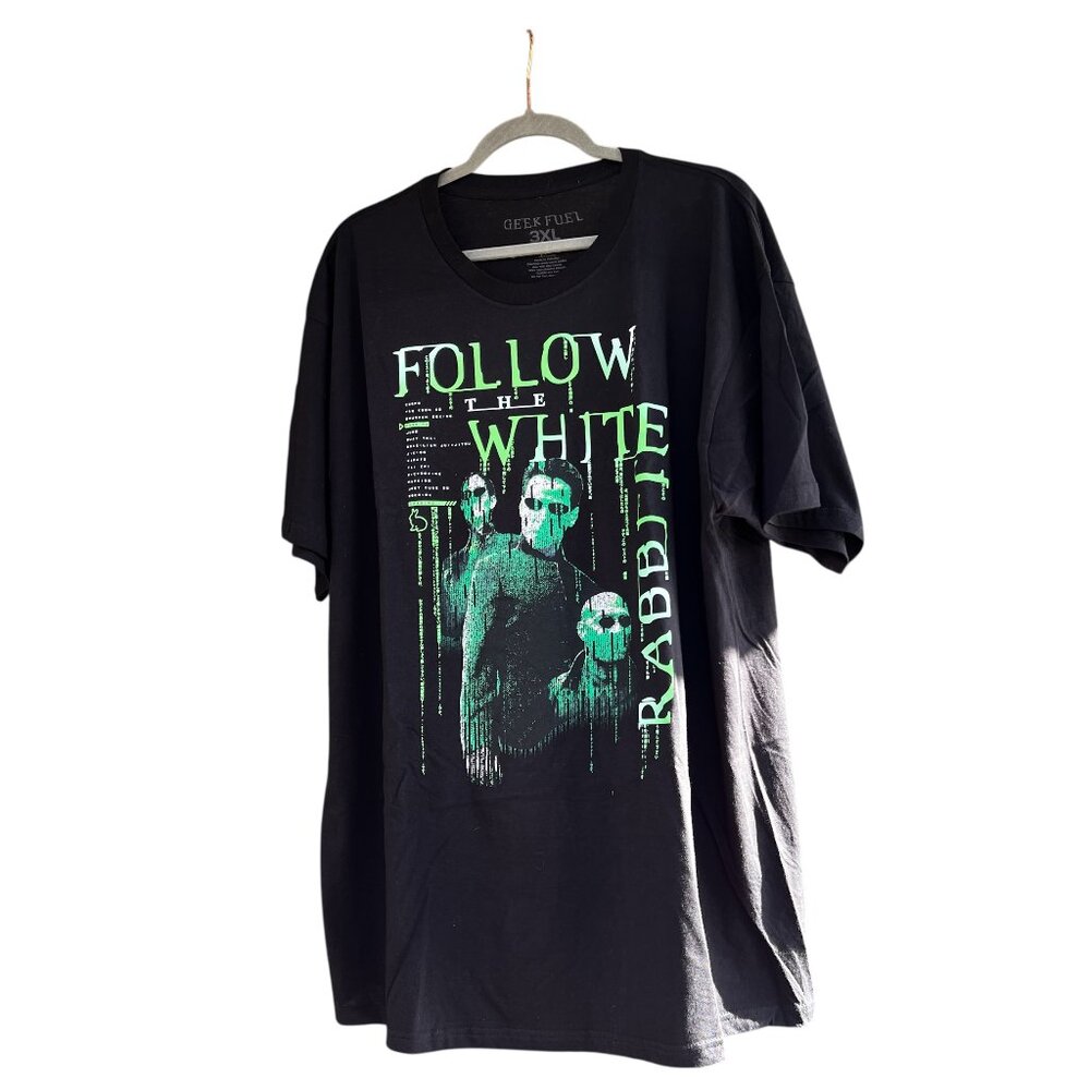 Geek Fuel Exclusive Matrix "Follow The White Rabbit t-shirt Size 3XL NWOT